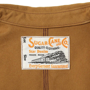 Sugar Cane 13oz duck canvas brown work coat with five buttons and 3-in-1 chest pocket