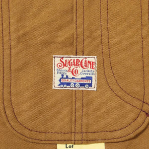 Sugar Cane 13oz duck canvas brown work coat with five-button front and 3-in-1 chest pocket