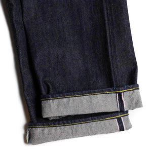 Vintage Sugar Cane 14.25oz selvedge denim jeans with iron button and leather patch, made in Japan.