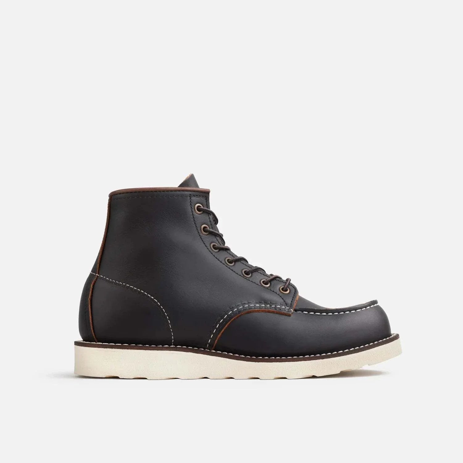 RED WING 8849 6-inch classic moc toe boot in black prairie leather with Traction Tred outsole