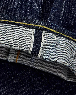 Slim tapered fit Kiwami II 19oz selvedge denim jeans with raised belt loops and branded leather patch