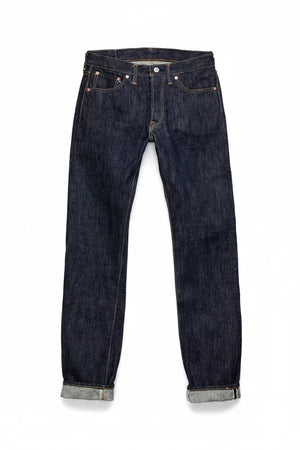 Kiwami II 19oz selvedge denim jeans slim tapered fit with custom leather patch and raised belt loops