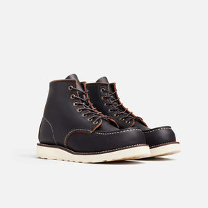 RED WING 8849 6-inch classic moc toe boot in black prairie leather with durable Traction Tred outsole