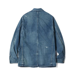 Sugar Cane 11oz blue denim work coat with vintage wash and paint splatters