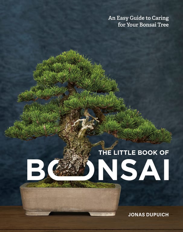 Cover of The Little Book of Bonsai by Jonas Dupuich featuring bonsai tree illustrations and vibrant colors