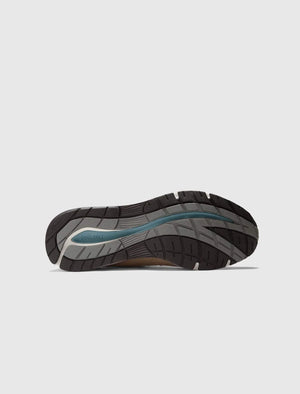 Sole view of Made in UK 991 V2 Cement sneaker with durable tread and FuelCell midsole cushioning